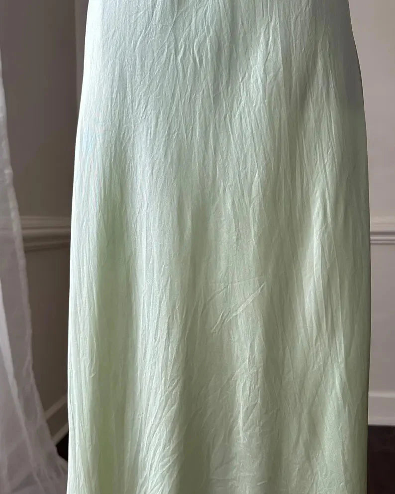 Simple A Line Straps Mint Green Long Formal Prom Dresses Secondary image
