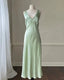 Simple A Line Straps Mint Green Long Formal Prom Dresses
