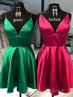 Simple A Line V Neck Short Formal Prom Dresses, V Neck Short Formal Homecoming Dresses