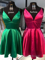 Simple A Line V Neck Short Formal Prom Dresses, V Neck Short Formal Homecoming Dresses