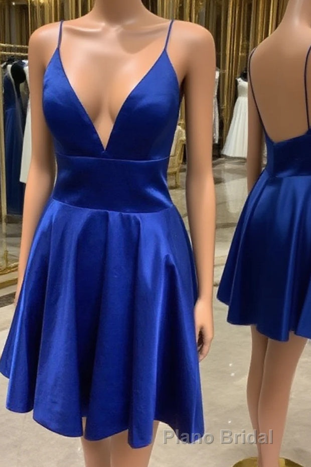 Simple A Line V Neck Short Formal Prom Dresses, V Neck Short Formal Homecoming Dresses Main image