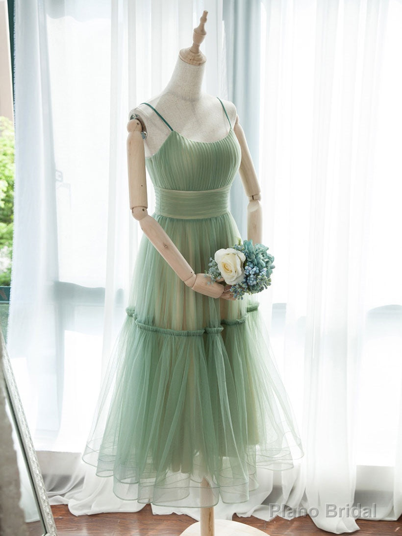 Simple Aline Tulle Green Short Prom Dress, Tulle Green Homecoming Dress Main image