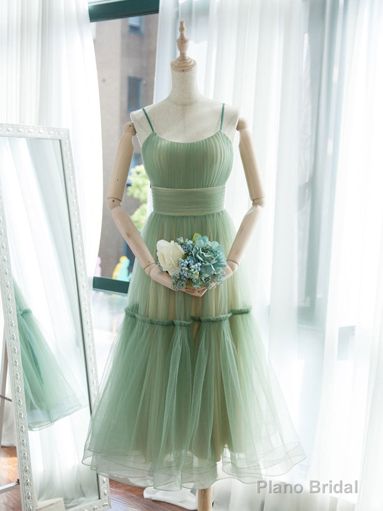 Simple Aline Tulle Green Short Prom Dress, Tulle Green Homecoming Dress Secondary image