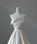 Simple And Elegant White Satin A-Line Wedding Dresses