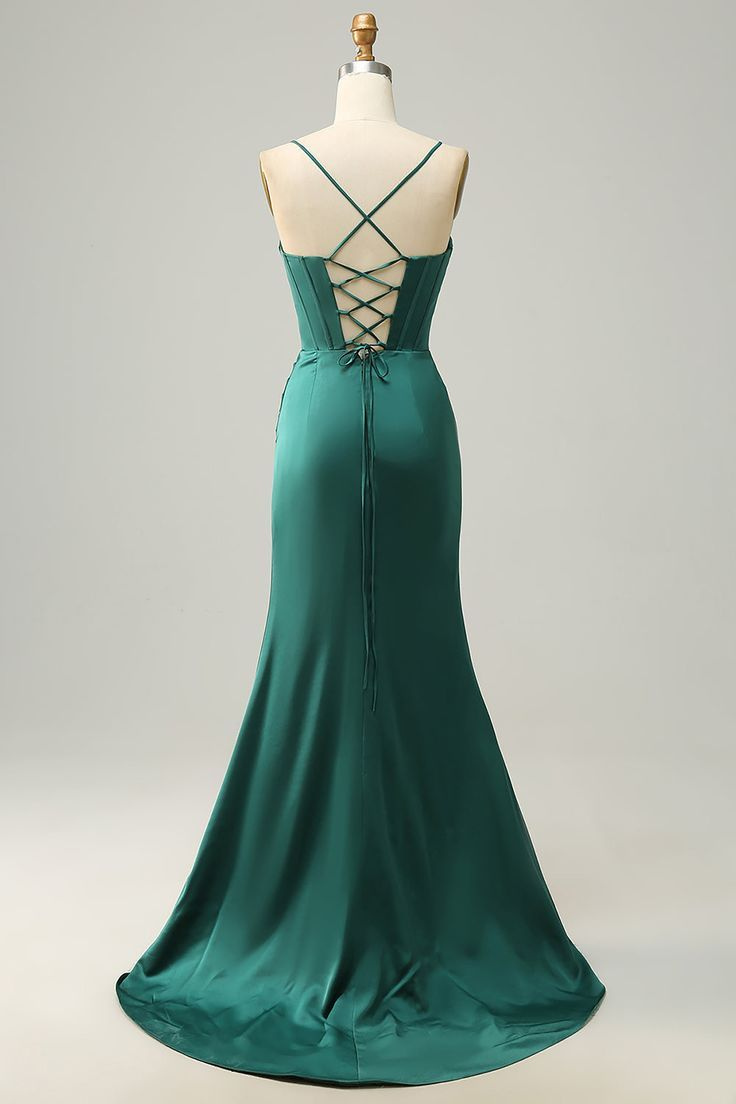 Simple Black Mermaid Floor Length Formal Prom Dresses With Slit