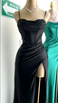 Simple Black Mermaid Floor Length Formal Prom Dresses With Slit