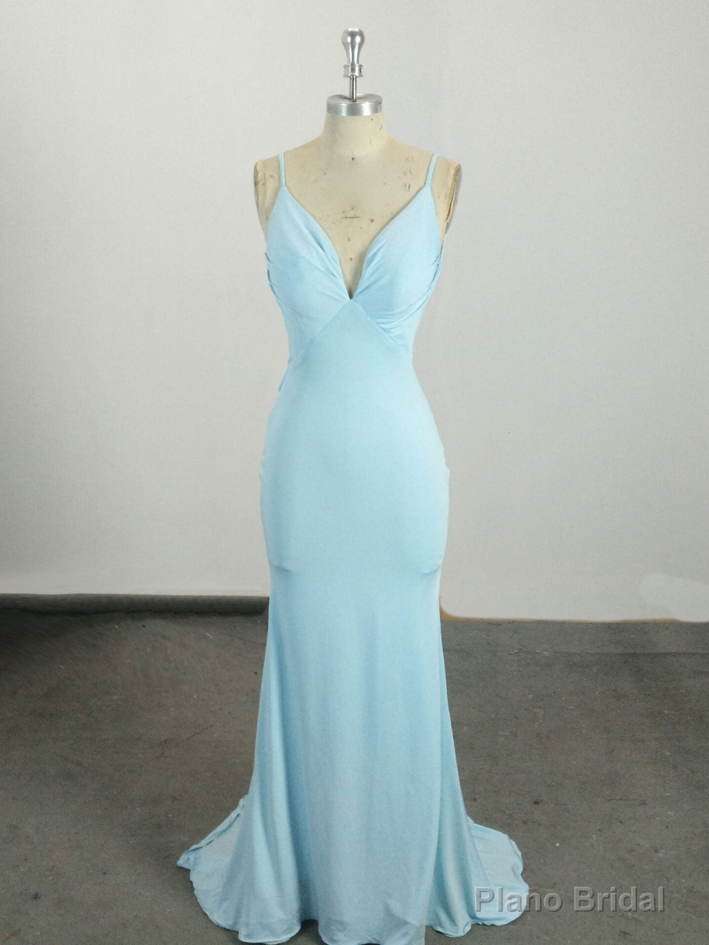Simple Blue Mermaid Long Prom Dress, Blue Evening Dress Main image