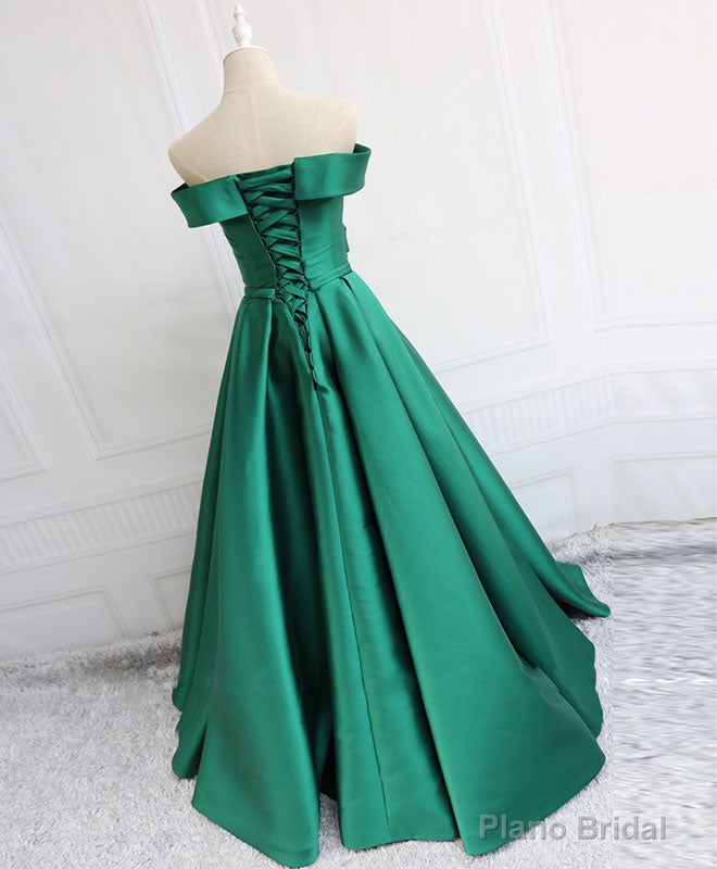 Simple Blue Satin Long Prom Dress, Blue Formal Bridesmaid Dresses Secondary image