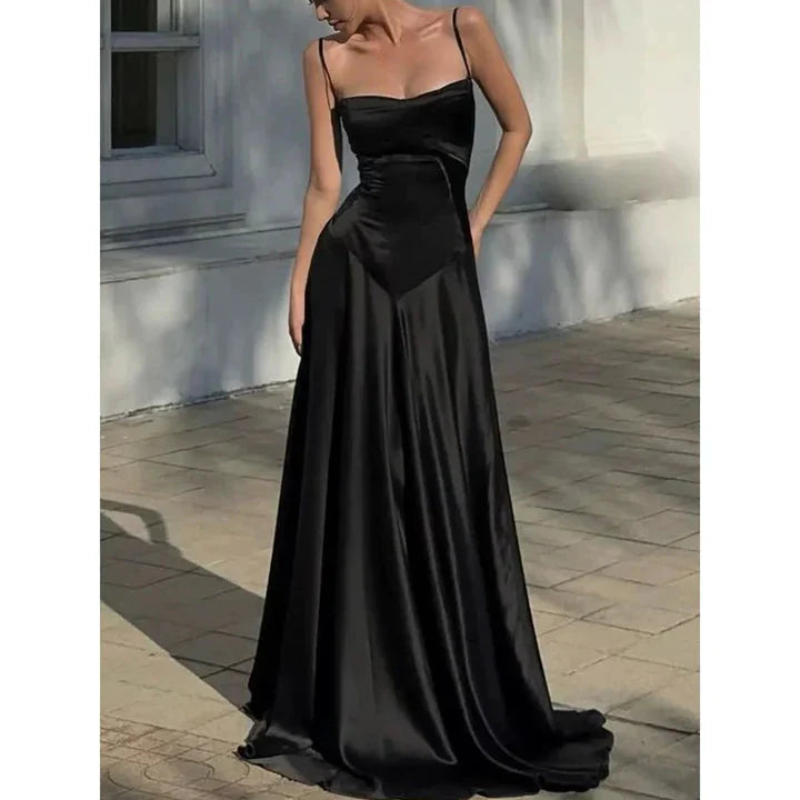 Simple Brown Spaghetti Straps A Line Formal Prom Dresses Party Dresses
