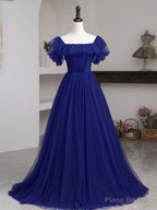 Simple Burgundy A line Long Prom Dresses, Burgundy Bridesmaid Dresses