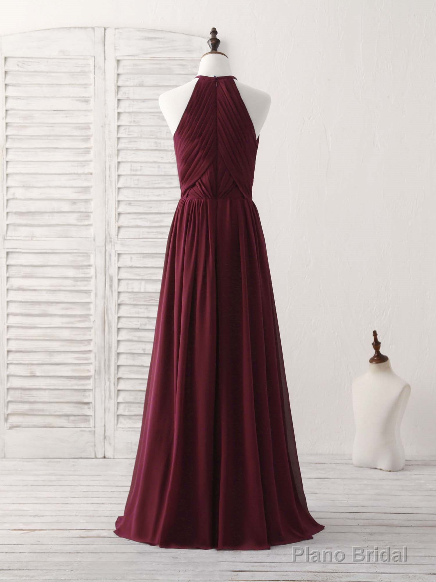 Simple Burgundy Chiffon Long Prom Dress, Burgundy Evening Dress Main image