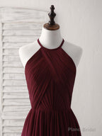 Simple Burgundy Chiffon Long Prom Dress, Burgundy Evening Dress