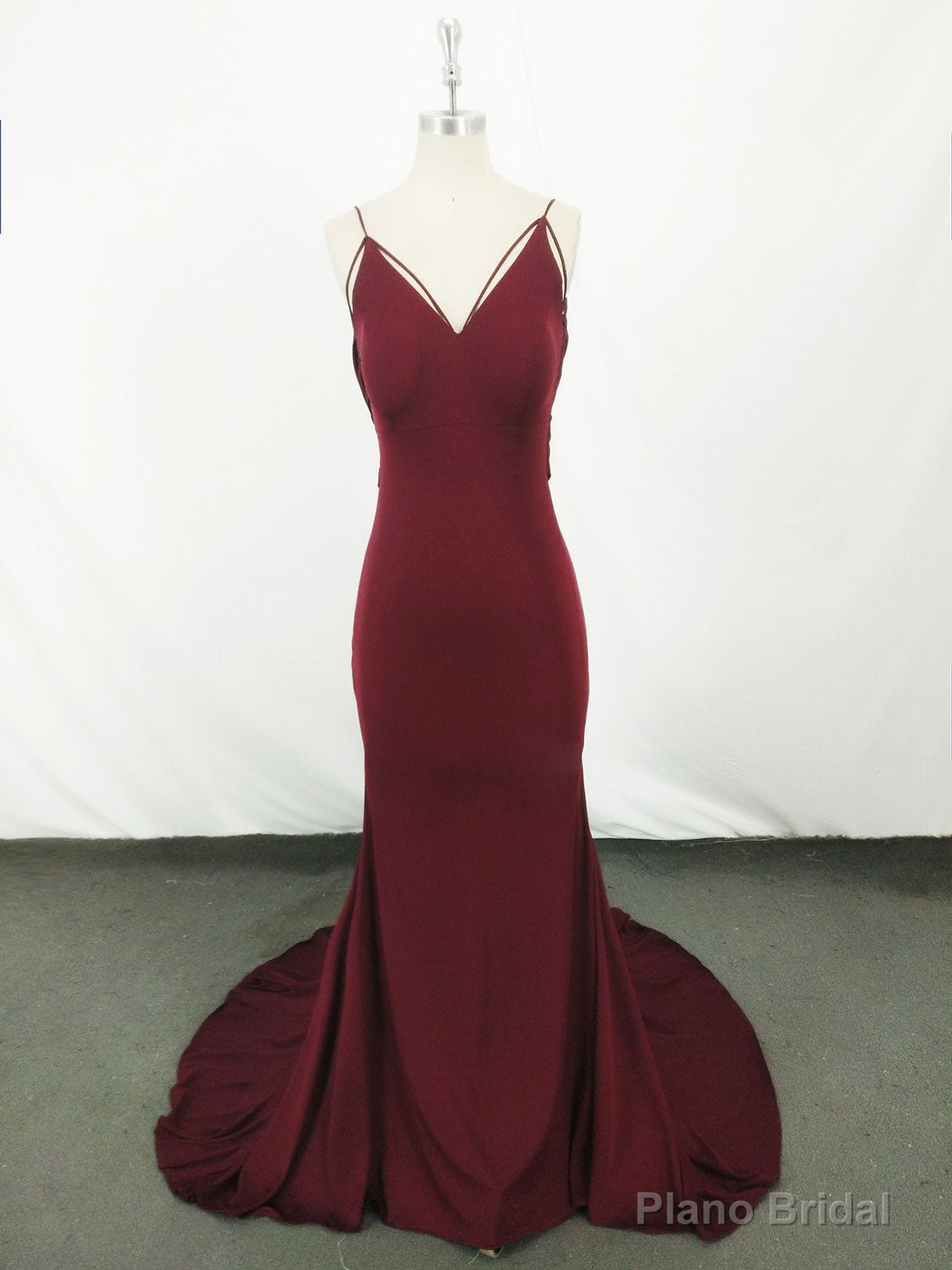 Simple Burgundy Mermaid Long Prom Dress, Burgundy Evening Dress Main image