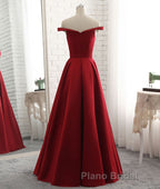 Simple burgundy off shoulder long Formal Prom dress, burgundy evening dress
