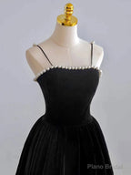 Simple burgundy tea length prom dress, burgundy homecoming dress