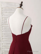 Simple Burgundy V Neck Chiffon Long Prom Dress, Bridesmaid Dress