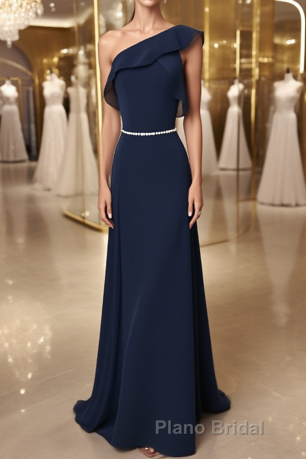 Simple chiffon dark blue long Formal Prom dress, bridesmaid dress Main image