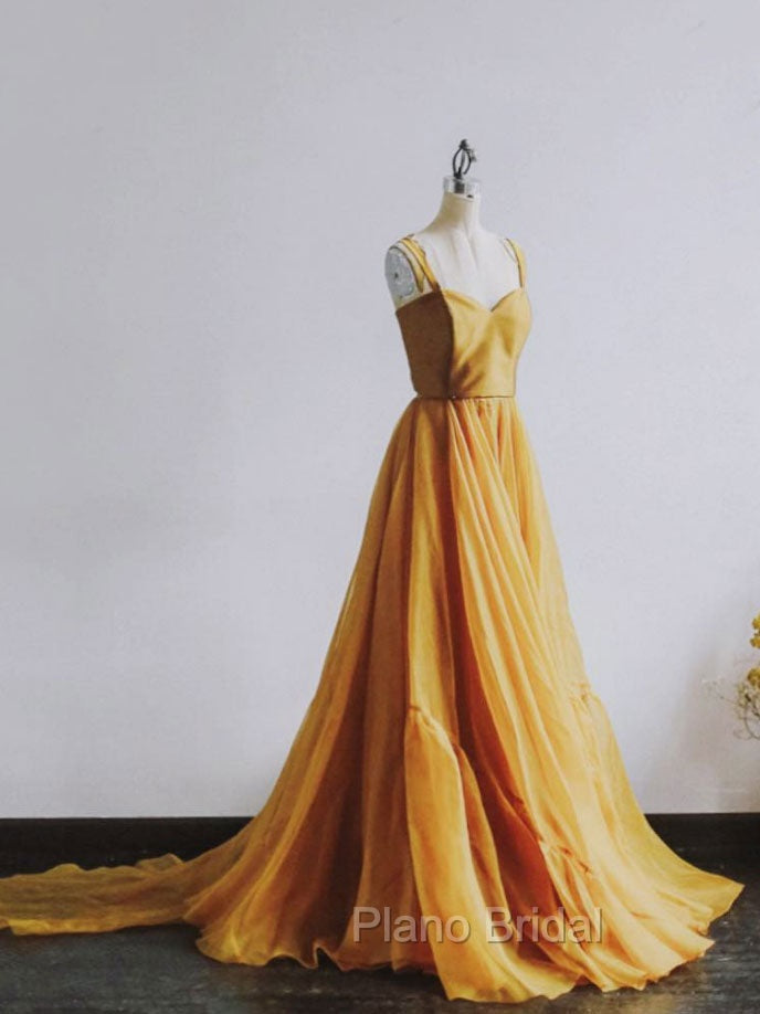 Simple Chiffon Sweetheart Long Formal Prom Dresses, Chiffon Evening Dresses