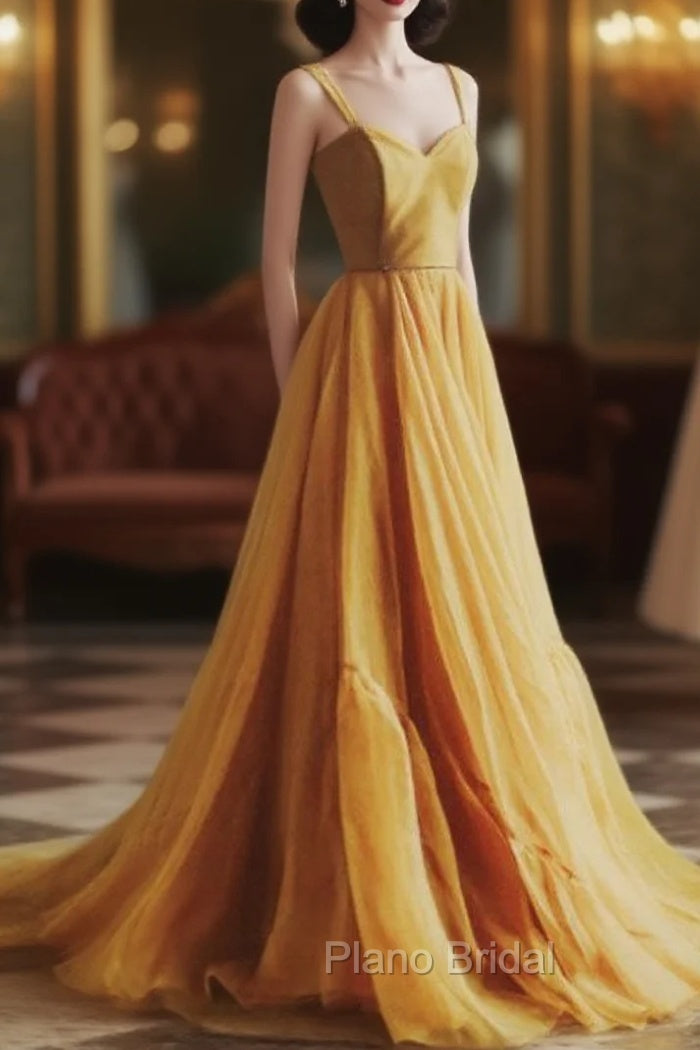 Simple Chiffon Sweetheart Long Formal Prom Dresses, Chiffon Evening Dresses