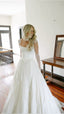 Simple Classic White A Line Strap Satin Tulle Long Formal Prom Dresses Wedding Dresses