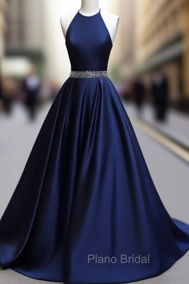 Simple Dark Blue Long Formal Prom Dresses, Evening Dresses Main image