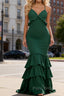 Simple Dark Green Prom Dress A-Line V-Neck Sleeveless Prom Dresses Spaghetti Straps