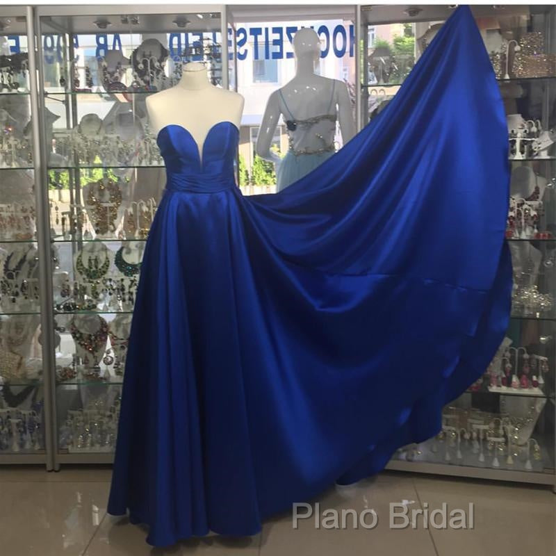 Simple Design Sweetheart Long Satin Formal Prom Dresses