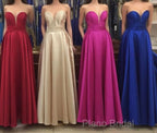 Simple Design Sweetheart Long Satin Formal Prom Dresses