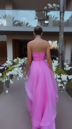 Simple Pink Formal Prom Dresses,Modest Formal Evening Dresses