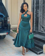 Simple Green Formal Prom Dresses Wedding Guest Dresses