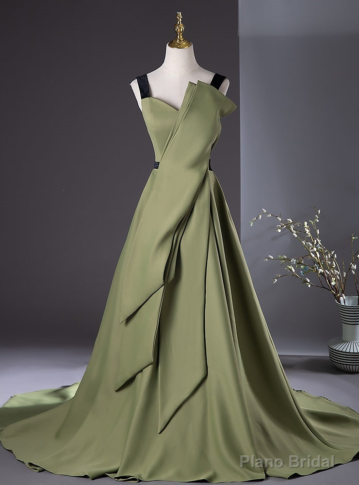 Simple Green Straps Pleats Prom Dress Main image