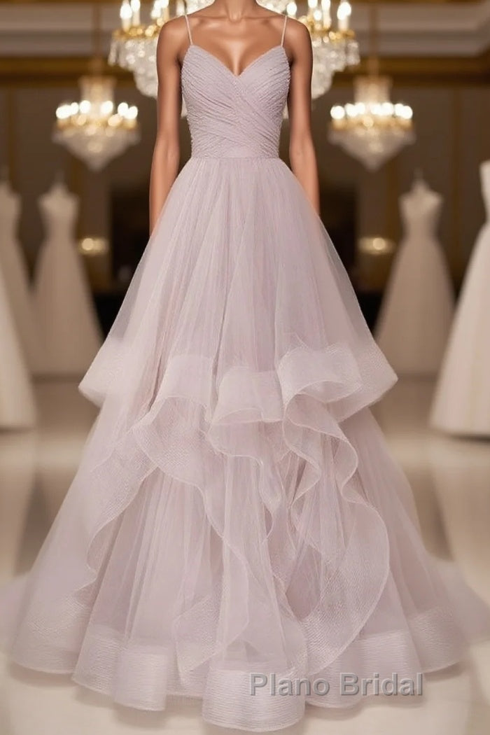 Simple Lotus root starch tulle long Formal Prom dress, tulle evening dress