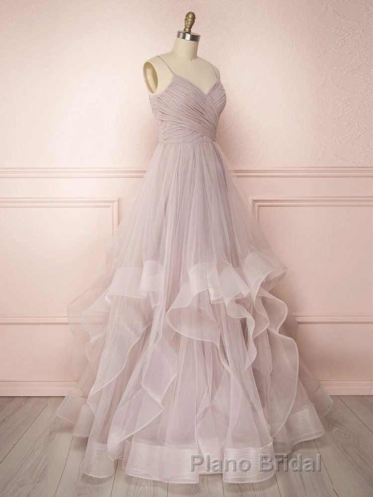 Simple Lotus root starch tulle long Formal Prom dress, tulle evening dress