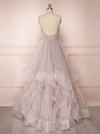 Simple Lotus root starch tulle long Formal Prom dress, tulle evening dress