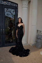 Simple Mermaid Black Sequin Formal Prom Dresses 22Th Birthday Outfit