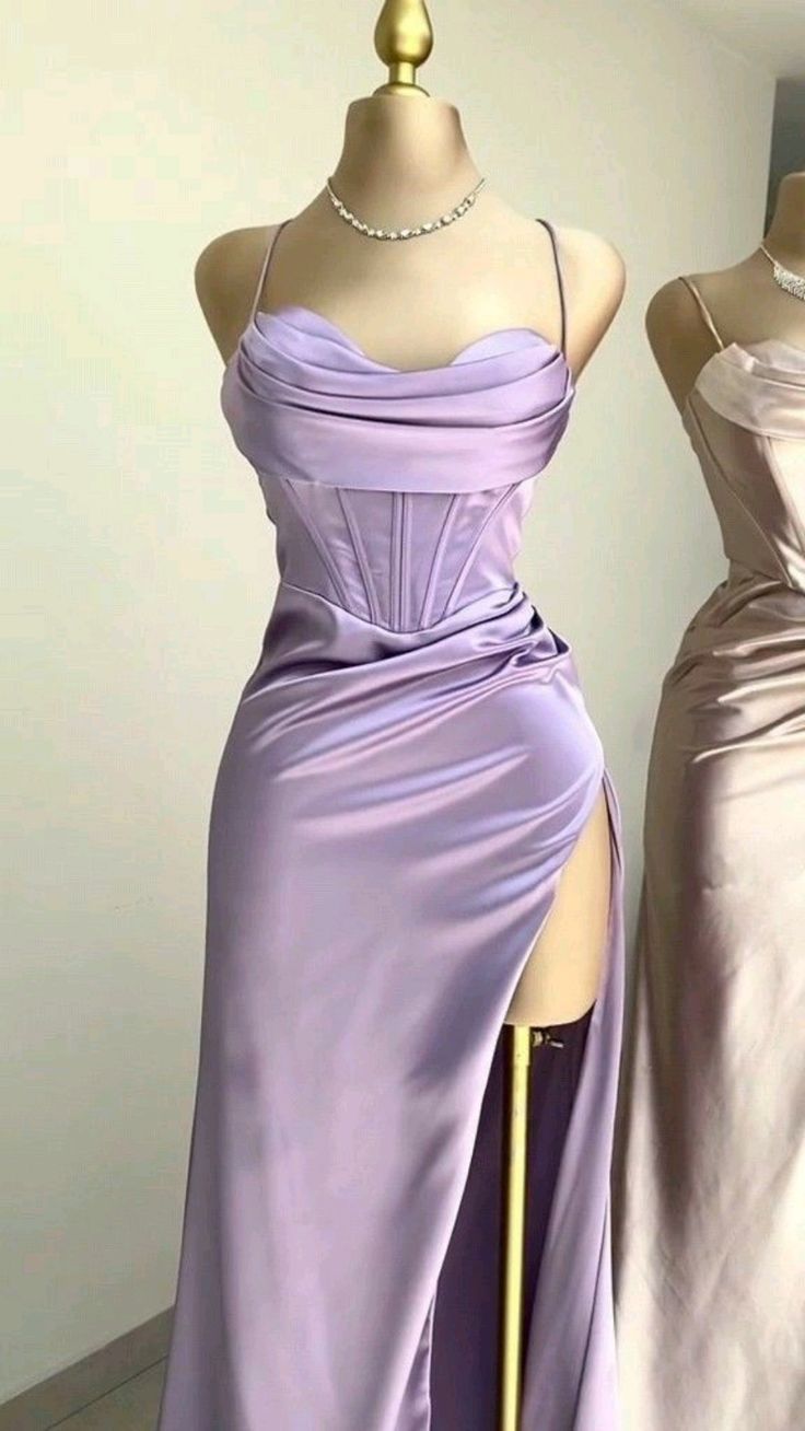 Simple Mermaid Floor Length Formal Prom Dresses With Slit