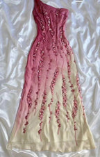 Simple Mermaid Formal Prom Gown With Beads One Shoulder Formal Prom Dresses For Teens
