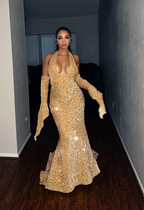Simple Mermaid Red Sequin Formal Prom Dresses 22Th Birthday Outfit