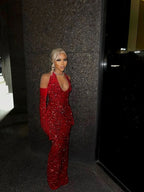 Simple Mermaid Red Sequin Formal Prom Dresses 22Th Birthday Outfit