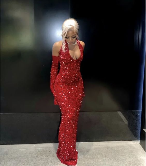 Simple Mermaid Red Sequin Formal Prom Dresses 22Th Birthday Outfit Main image
