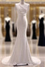 Simple Mermaid Satin White Long Wedding Dresses Brides Dresses
