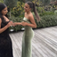 Simple Mermaid Sleeveless Strapless Velvet Long Formal Prom Dresses
