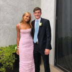 Simple Mermaid Spaghetti Straps Floor Length Sleeveless Pink Formal Prom Dresses
