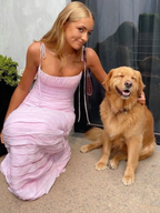 Simple Mermaid Spaghetti Straps Floor Length Sleeveless Pink Formal Prom Dresses