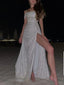 Simple Mermaid Strapless Floor Length Sleeveless Sequin Formal Prom Dresses