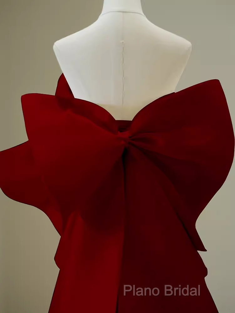 Simple Mermaid Strapless Long Red Formal Prom Dresses Formal Dresses