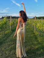 Simple Mermaid Strapless Neckline Long Party Dresses Satin Yellow Formal Prom Dresses