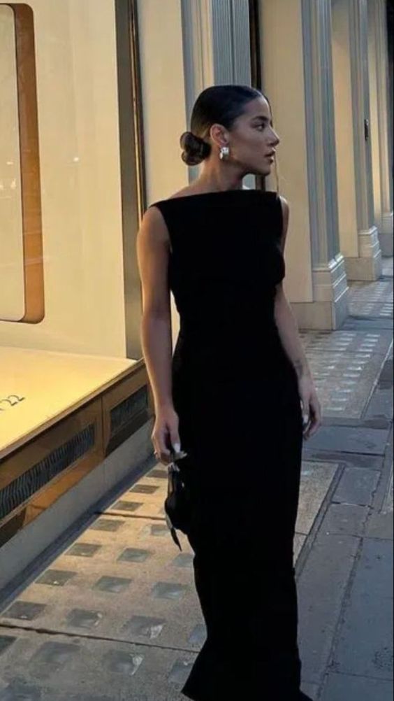 Simple Mermaid Straps Floor Length Sleeveless Black Formal Prom Dresses