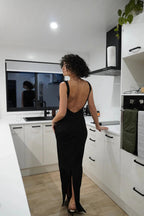 Simple Mermaid Straps Floor Length Sleeveless Black Formal Prom Dresses