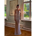 Simple Mermaid Straps Sequin Formal Prom Dresses Maxi Dresses 22Th Birthday Outfits